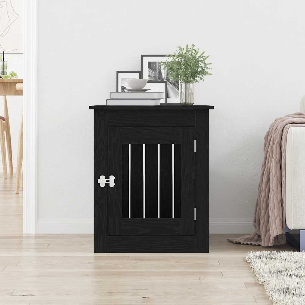 Mueble jaula para perros vidaxxl 55x75x65 cm acabado madera roble negro