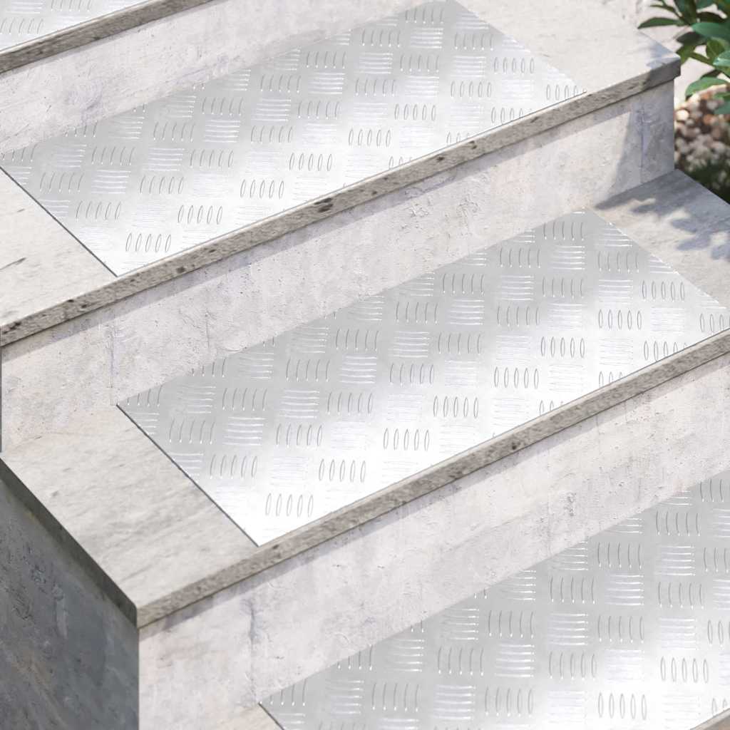 Vidaxx gradino rettangolare 2 pezzi argento 70 x 30 cm alluminio