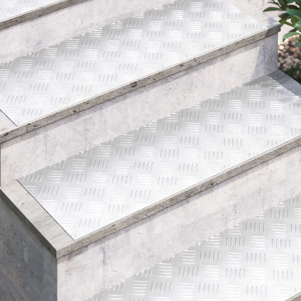 VidaXL gradino rettangolare 4 pezzi argento 90 x 30 cm in alluminio