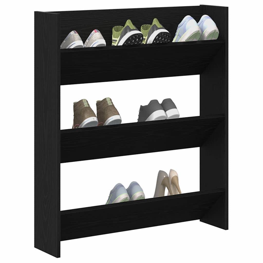 Scarpiera VidaXL con ripiano rovere nero 80 x 18 x 90 cm in MDF