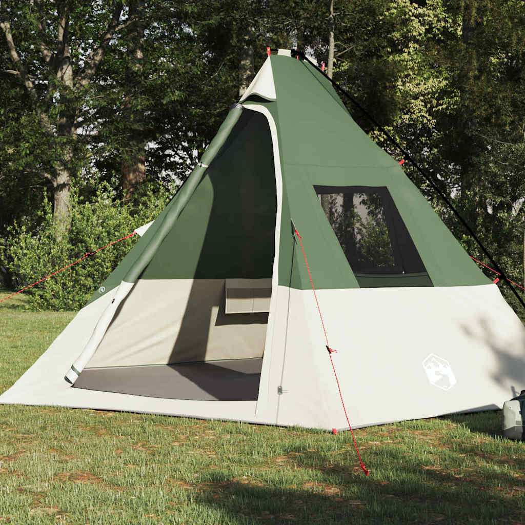 Tenda teepee Vidaxx con tetto con ripostiglio verde 383 x 338 x 217 cm taffetà