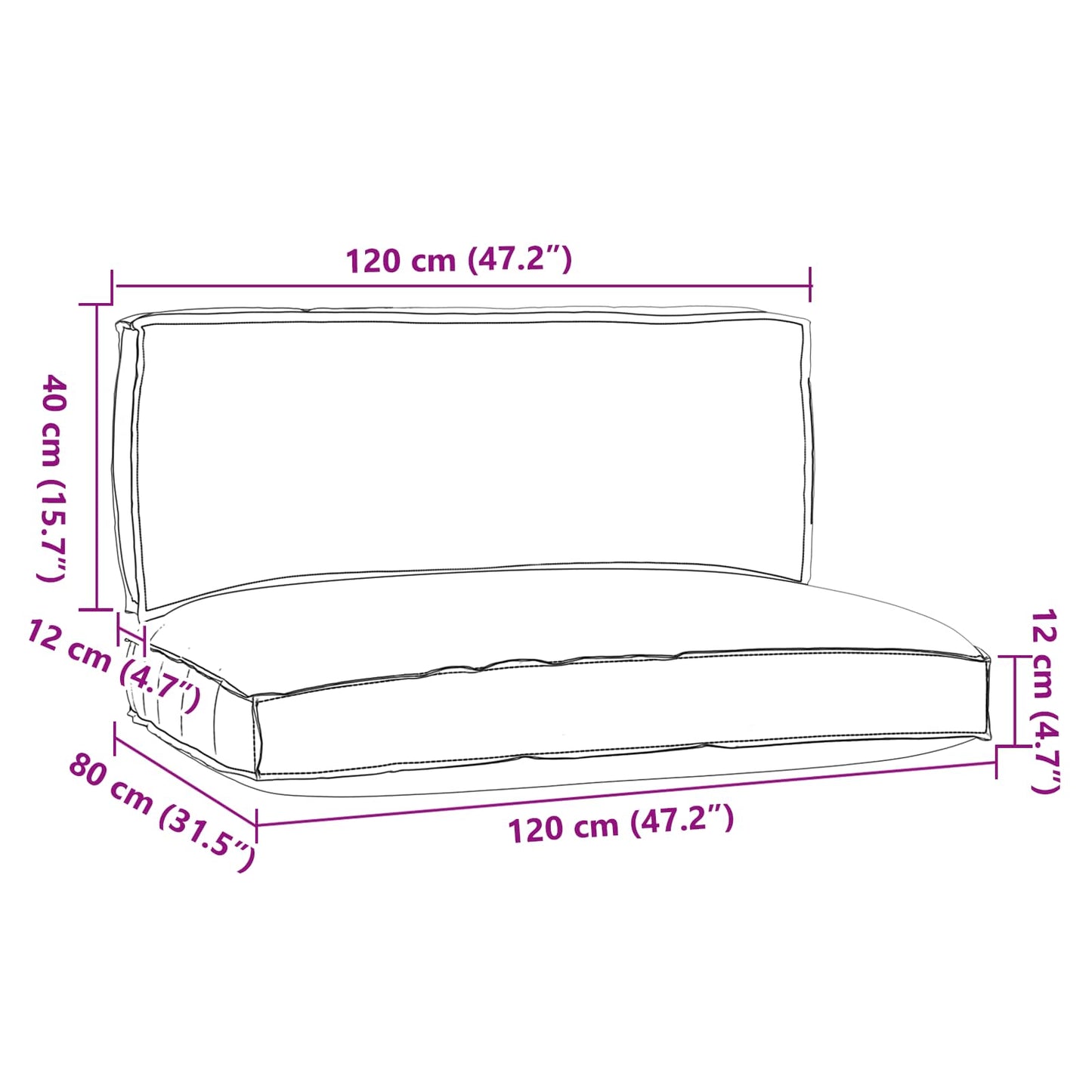 Set di cuscini per pallet VidaXL 2 pezzi in tessuto oxford nero