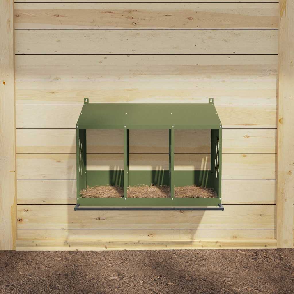 Nido per galline Vidaxxl con 3 scomparti in metallo verde oliva