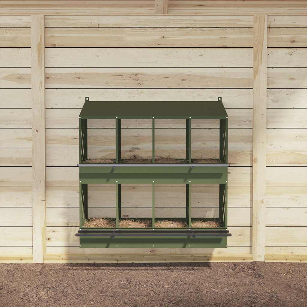 Nido per galline VidaXL con 8 scomparti in metallo verde oliva