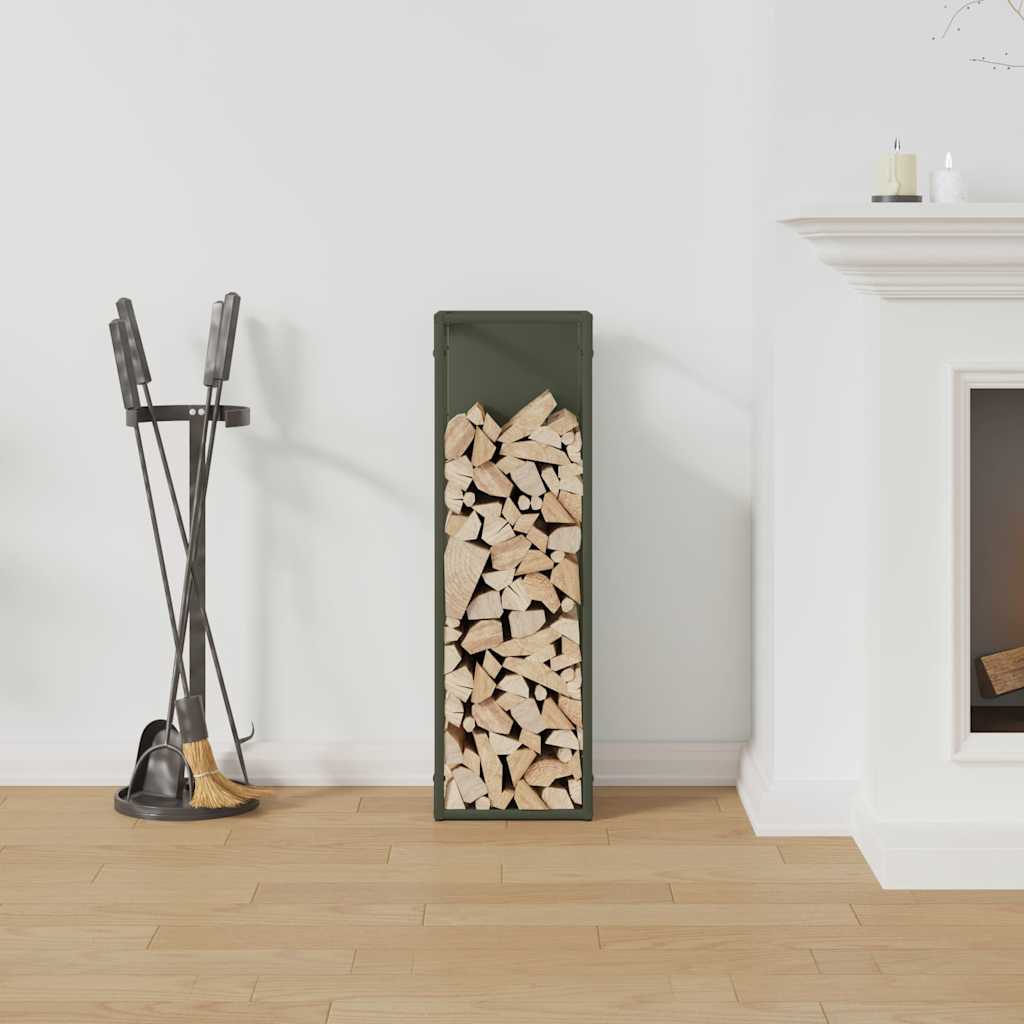 Vidaxl brandhoutrek 25x25x80 cm koudgewalst staal olijfgroen
