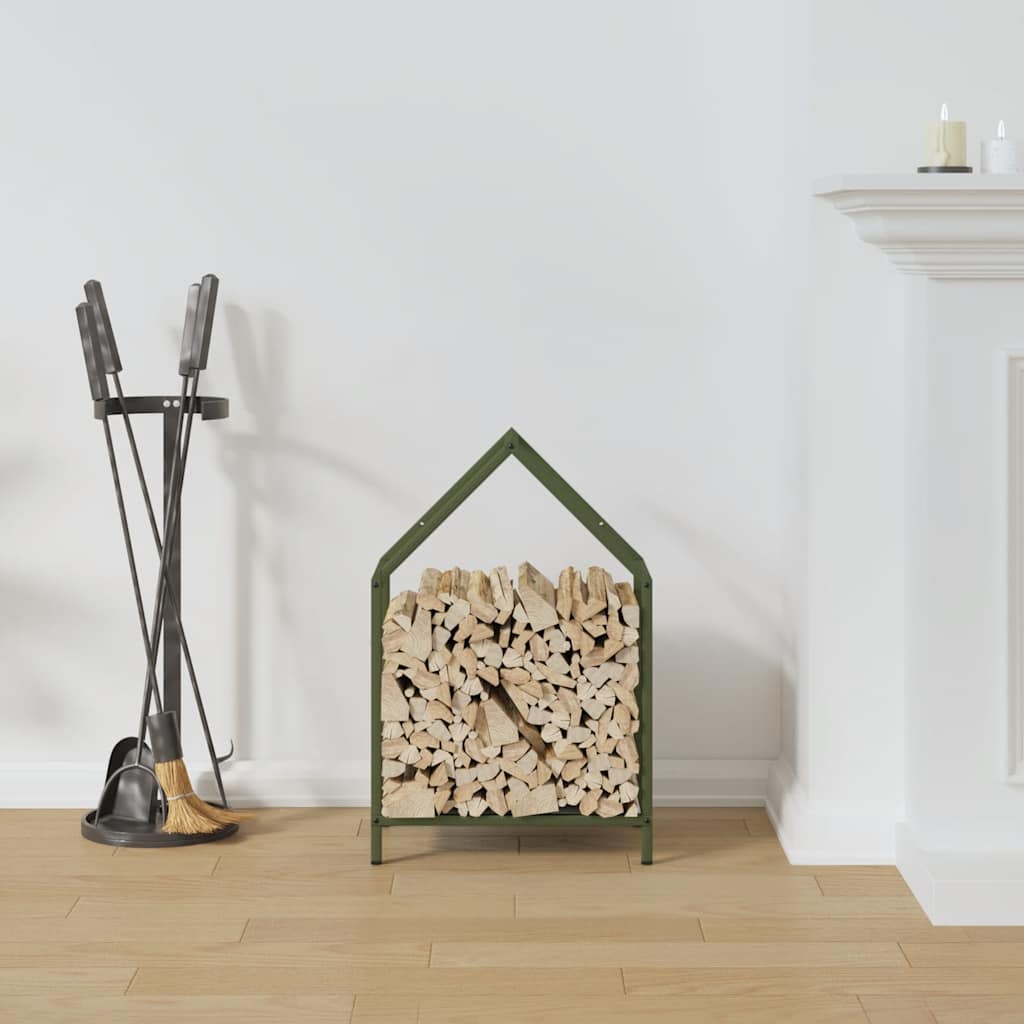 Vidaxl brandhoutrek 40x25x60 cm koudgewalst staal olijfgroen