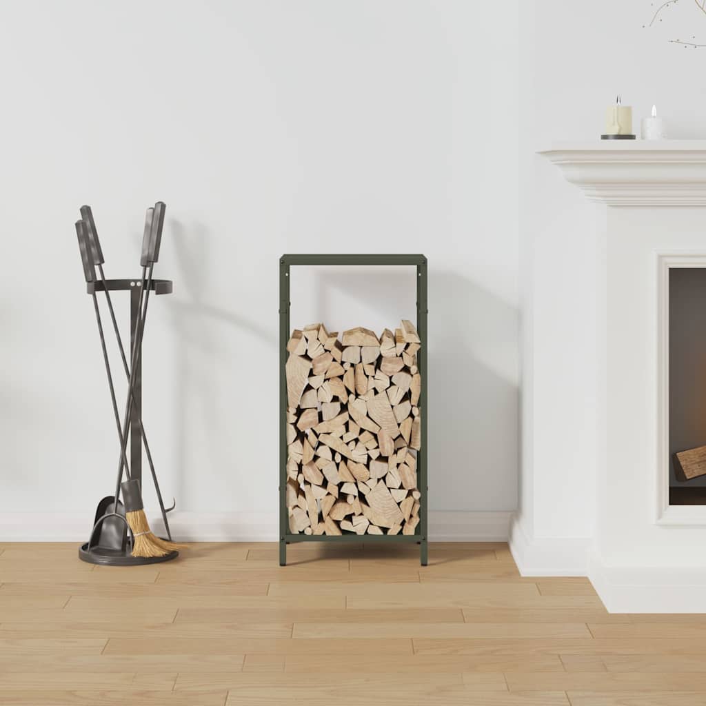 Vidaxl brandhoutrek 34x25x70 cm koudgewalst staal olijfgroen