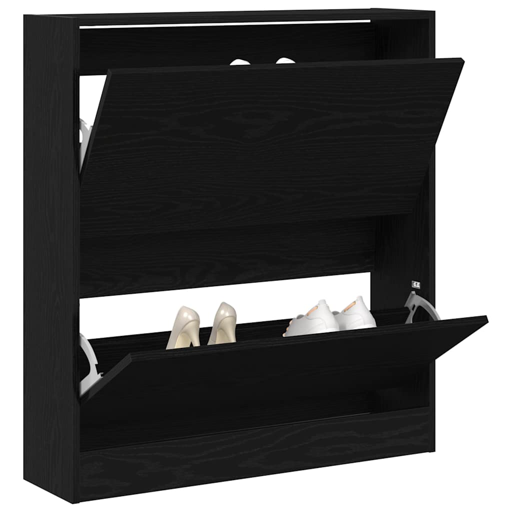 Vidaxl schoenenkast zwart eiken 80 x 21 x 87,5 cm bewerkt hout