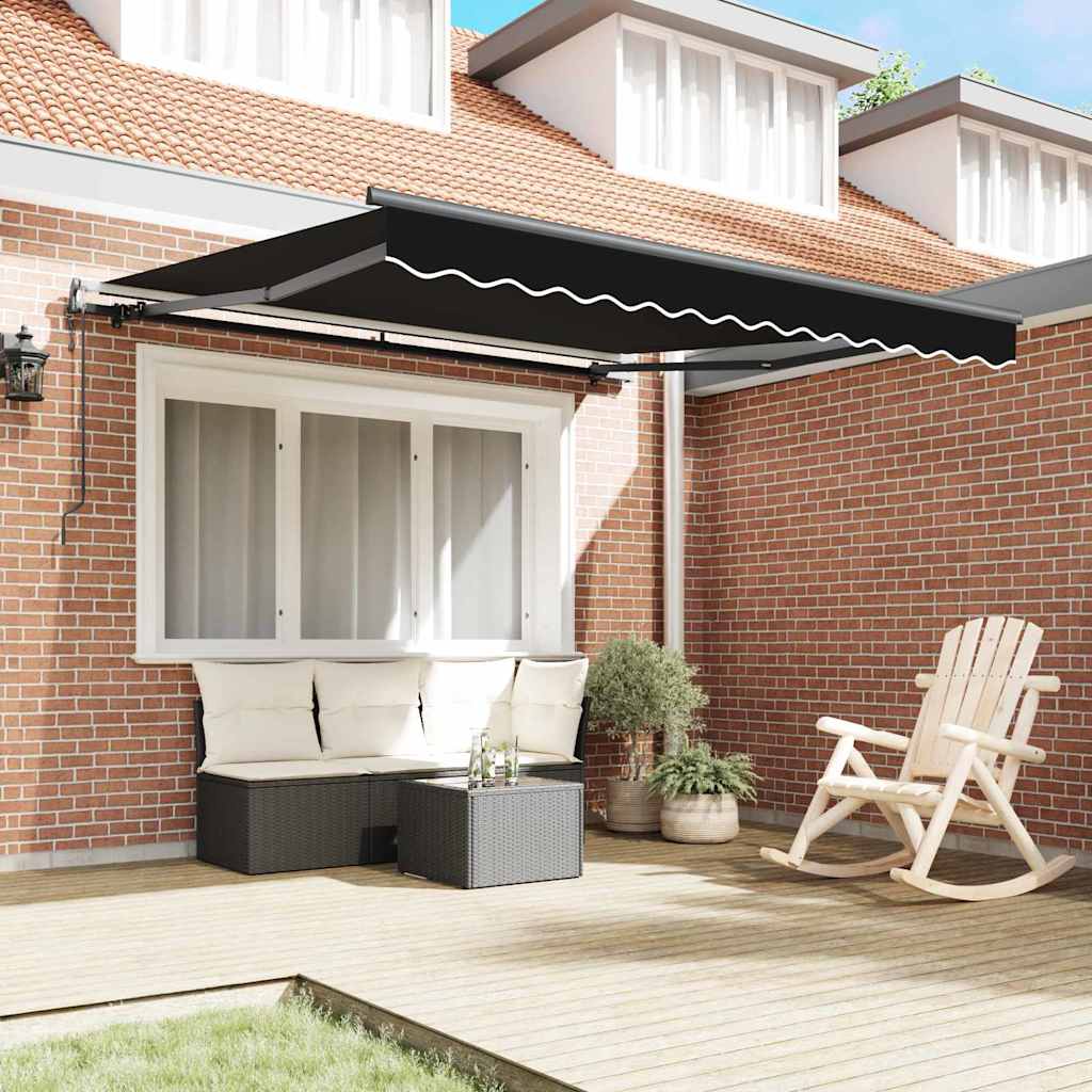 Ombrellone pieghevole Vidaxx nero 350 x 250 cm tessuto e alluminio