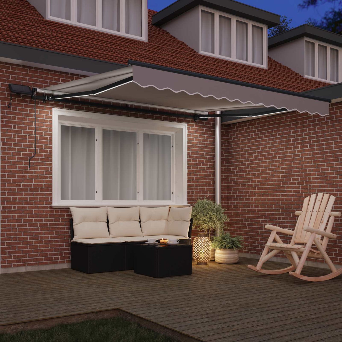 Ombrellone pieghevole Vidaxx tessuto grigio chiaro 350 x 250 cm