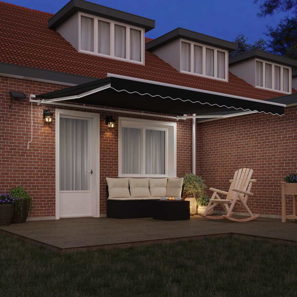 Tenda da sole pieghevole Vidaxx nera 400 × 300 cm tessuto e acciaio