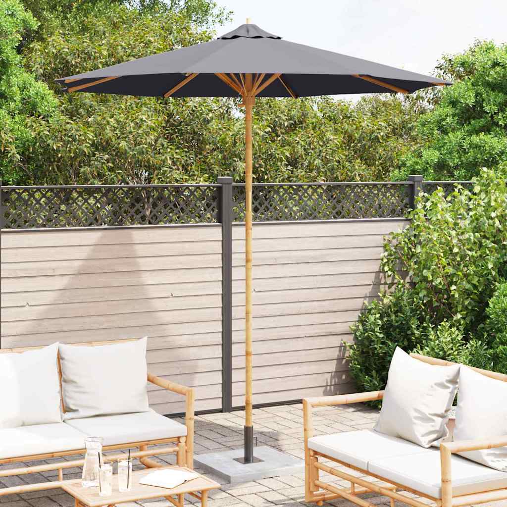 Vidaxl tuinparasol donkergrijs ø 270 x 260 cm bamboe