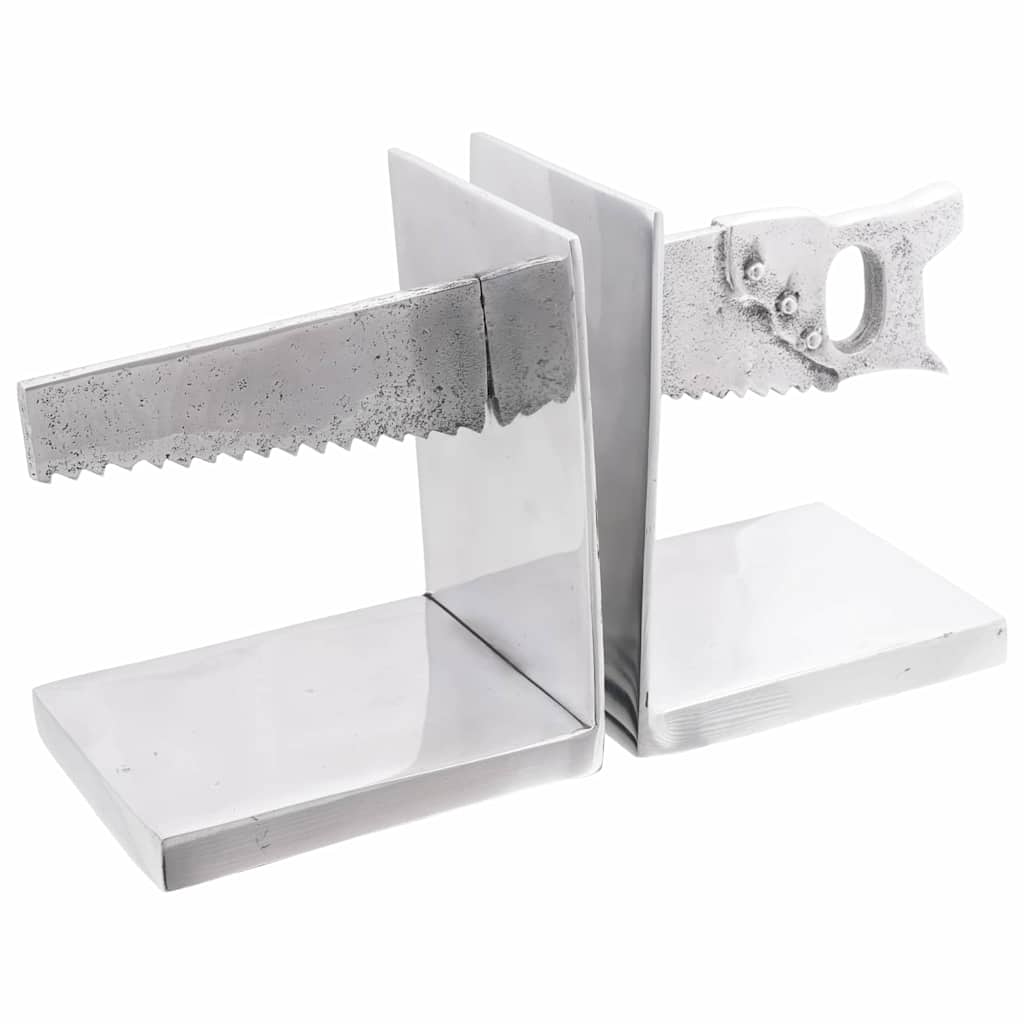 Fermalibri Vidaxxl 2 pezzi argento 11 x 14 x 17,5 cm alluminio