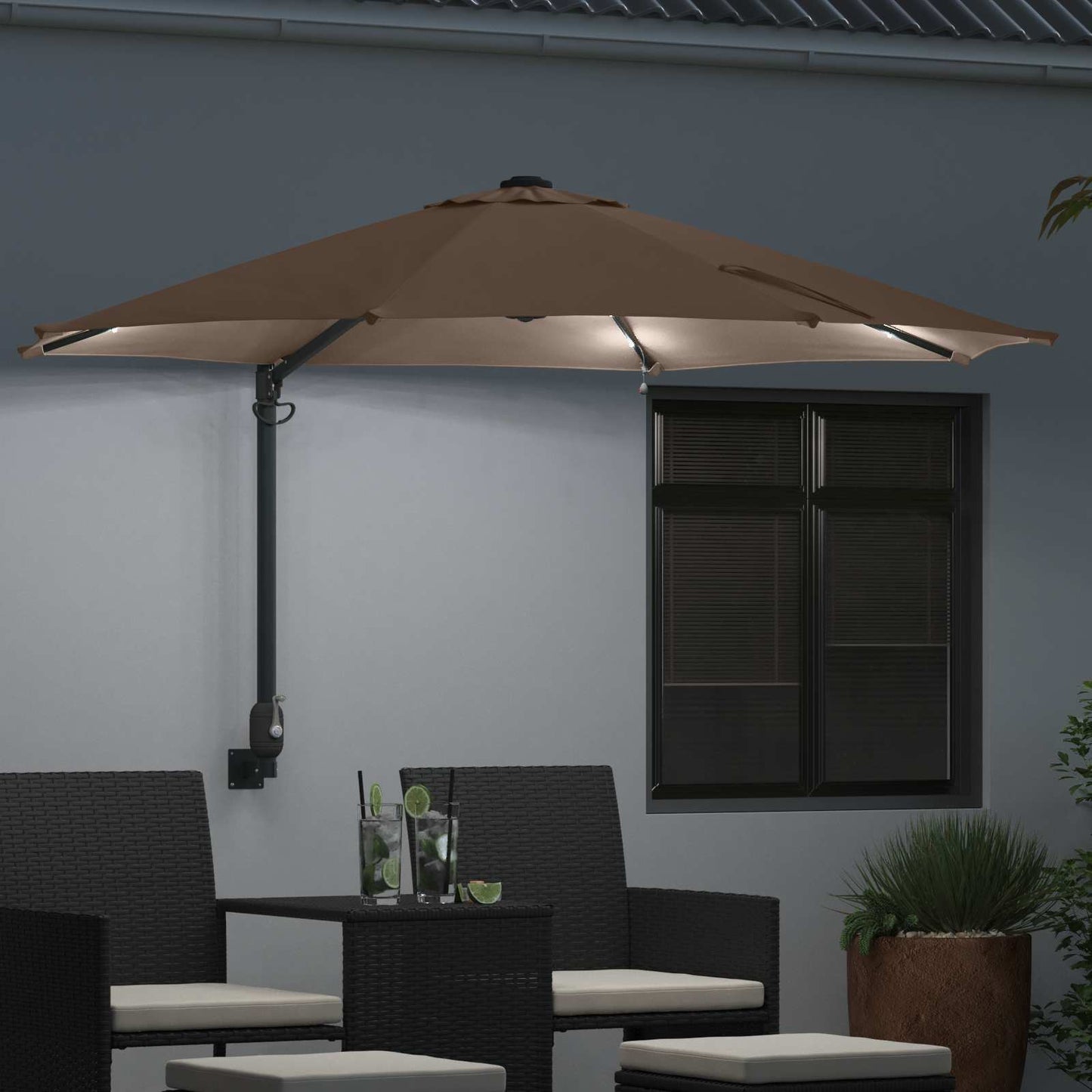Ombrellone da giardino Vidaxx tortora 248 x 248 x 148 cm poliestere e acciaio