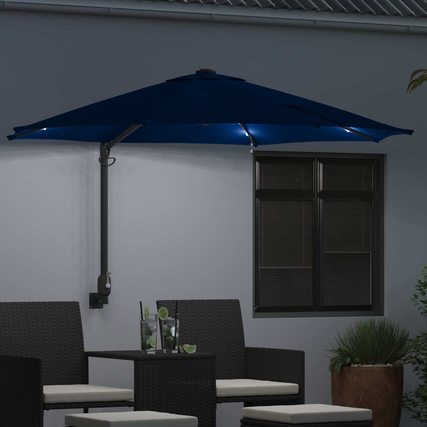 Ombrellone da giardino Vidaxxl azzurro 248 x 248 x 148 cm poliestere e acciaio