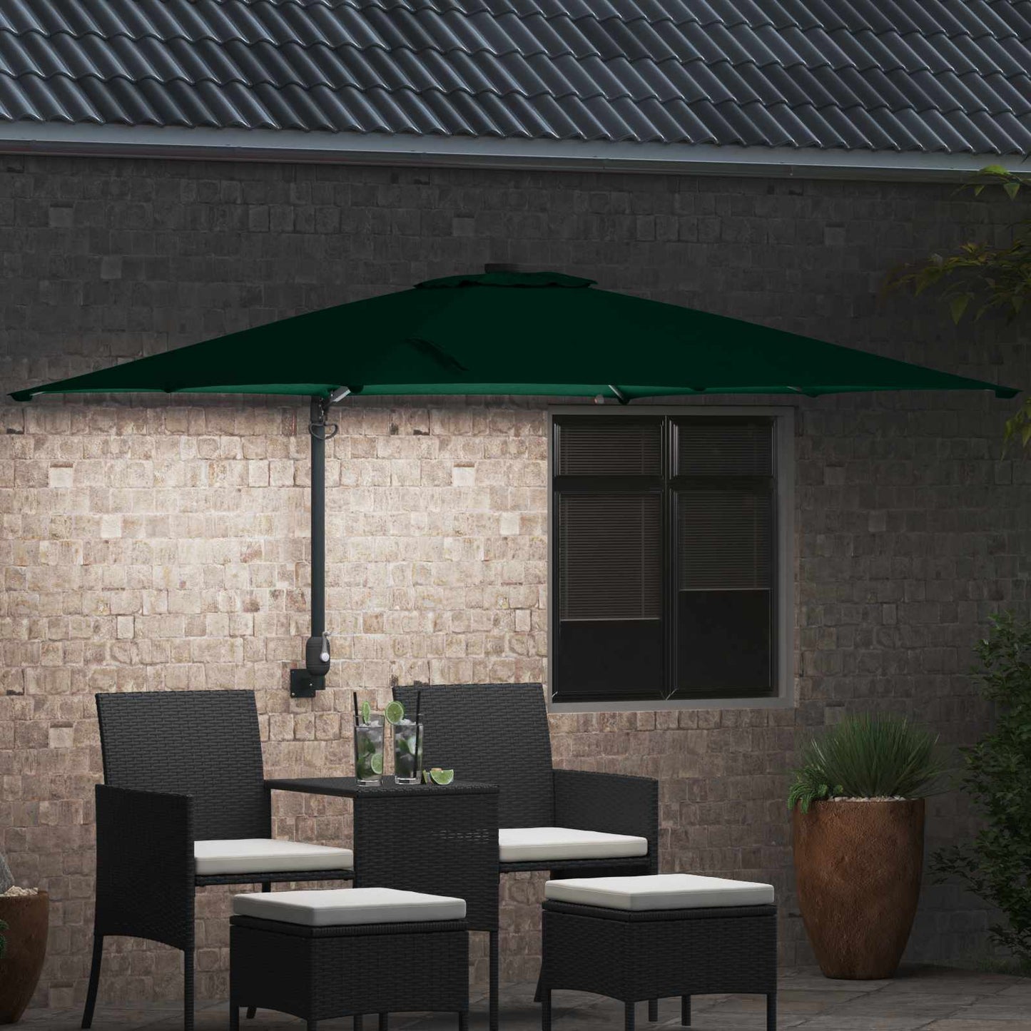 Ombrellone da giardino Vidaxxl verde 248,5 x 247,5 x 160 cm poliestere e acciaio