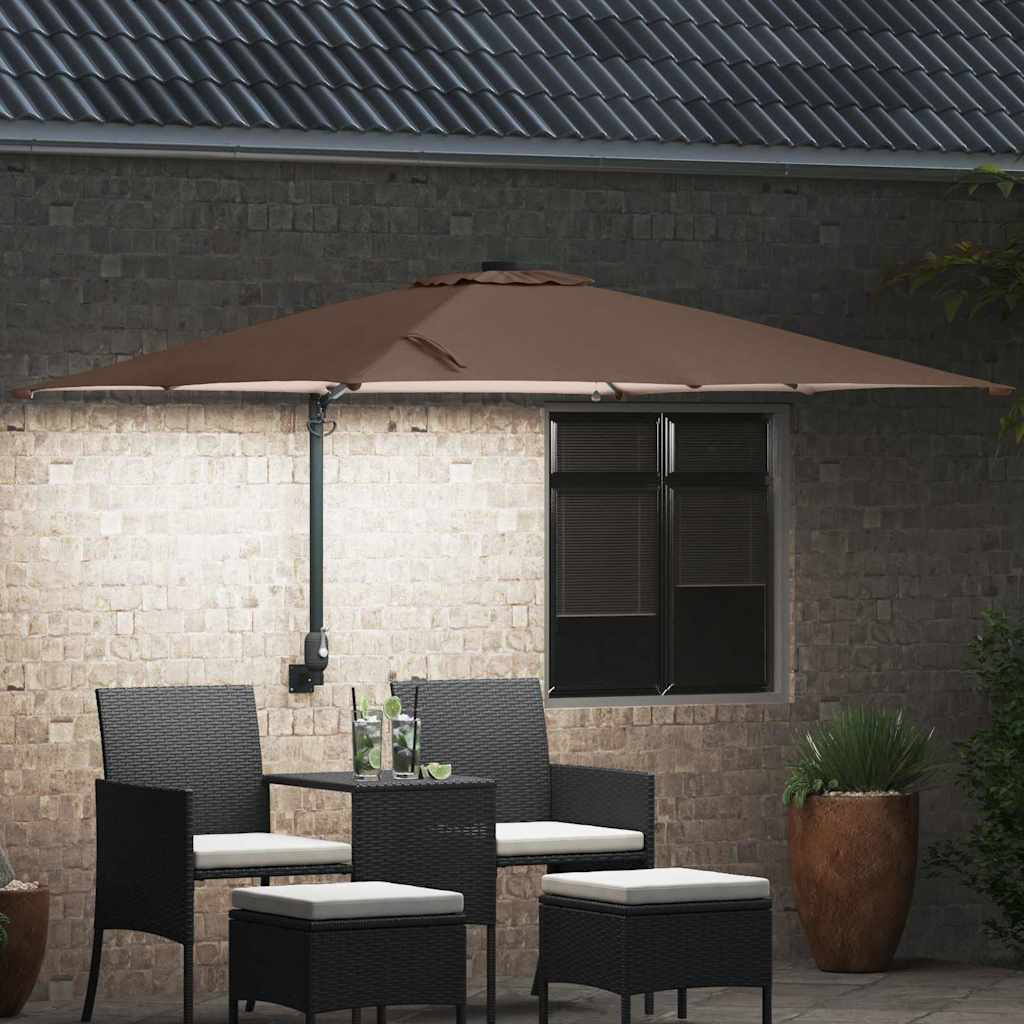 Vidaxxl sombrilla de jardín topo 248,5 x 247,5 x 160 cm poliéster y acero
