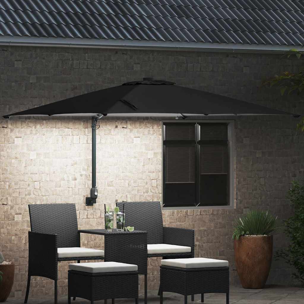 Vidaxxl sombrilla de jardín negro 248,5 x 247,5 x 160 cm poliéster y acero