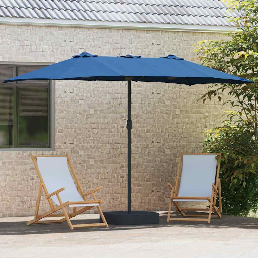 Ombrellone da giardino Vidaxxl azzurro 385 x 209 x 244 cm poliestere e acciaio