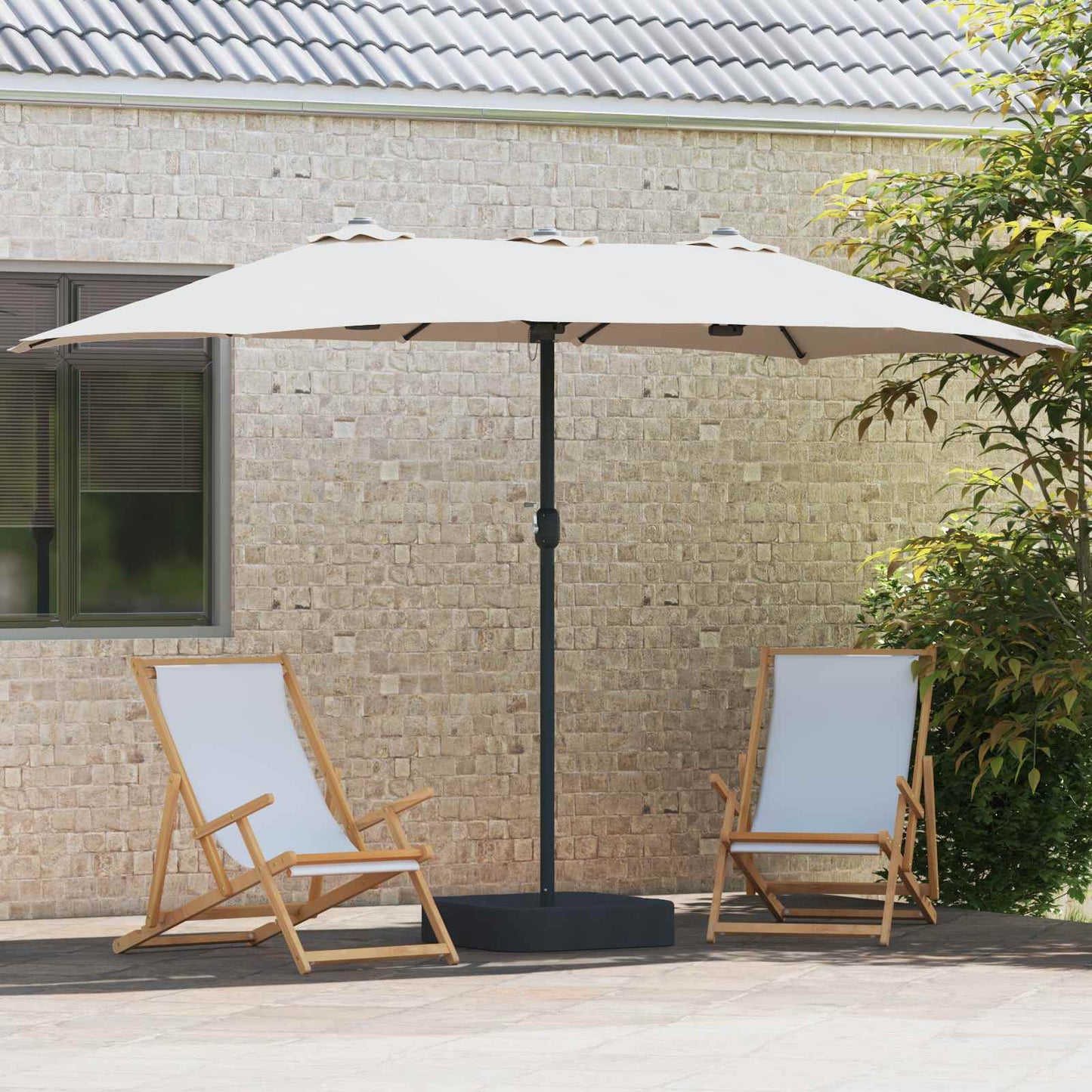 Ombrellone da giardino Vidaxxl sabbia e antracite 385 x 209 x 244 cm in poliestere