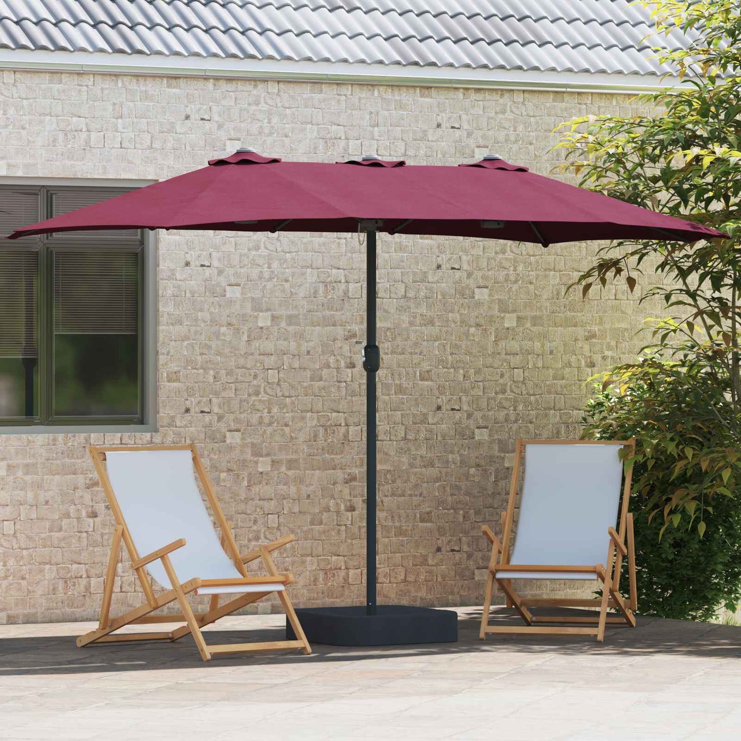 Ombrellone da giardino Vidaxx rosso bordeaux 385 x 209 x 244 cm in poliestere