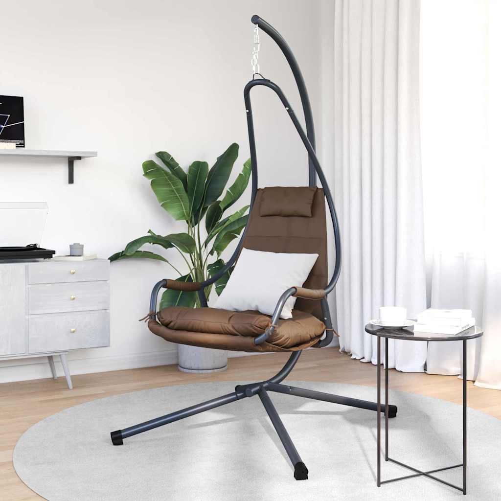 VidaXL silla huevo colgante café marrón 94 x 107 x 196,5 cm acero