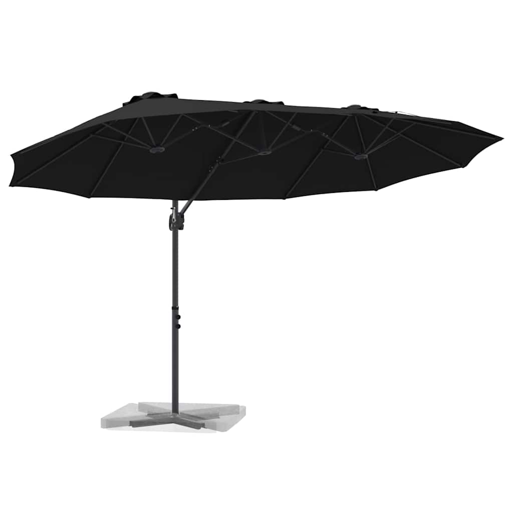 Ombrellone Vidaxx nero 372 x 198 x 243 cm poliestere e alluminio