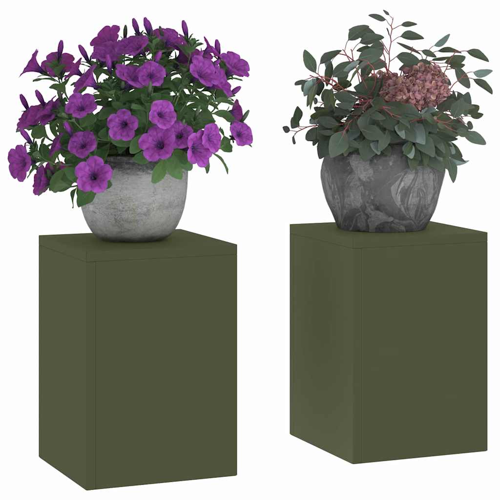 Supporto per piante Vidaxx 2 pezzi verde oliva 24 x 24 x 35 cm in acciaio