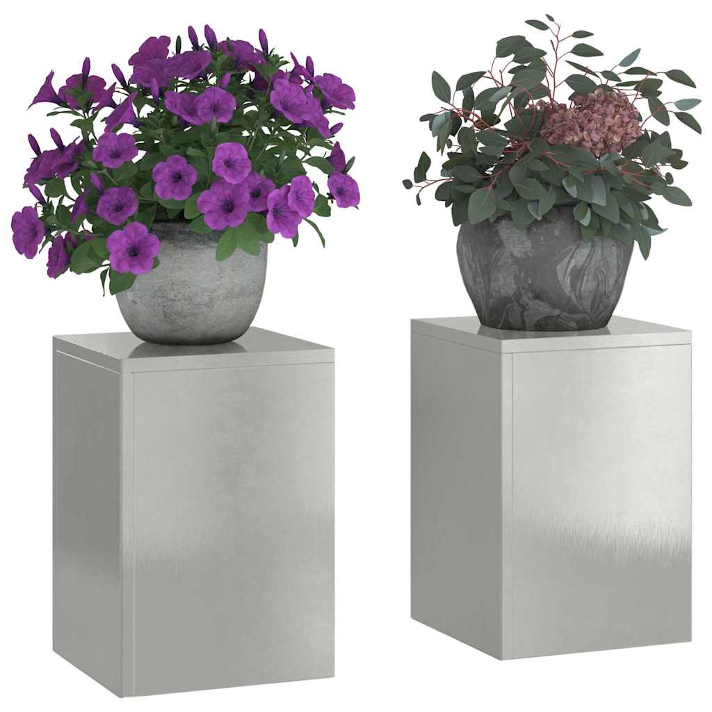 Supporto per piante VidaXL 2 pezzi argento 24 x 24 x 35 cm in acciaio inossidabile