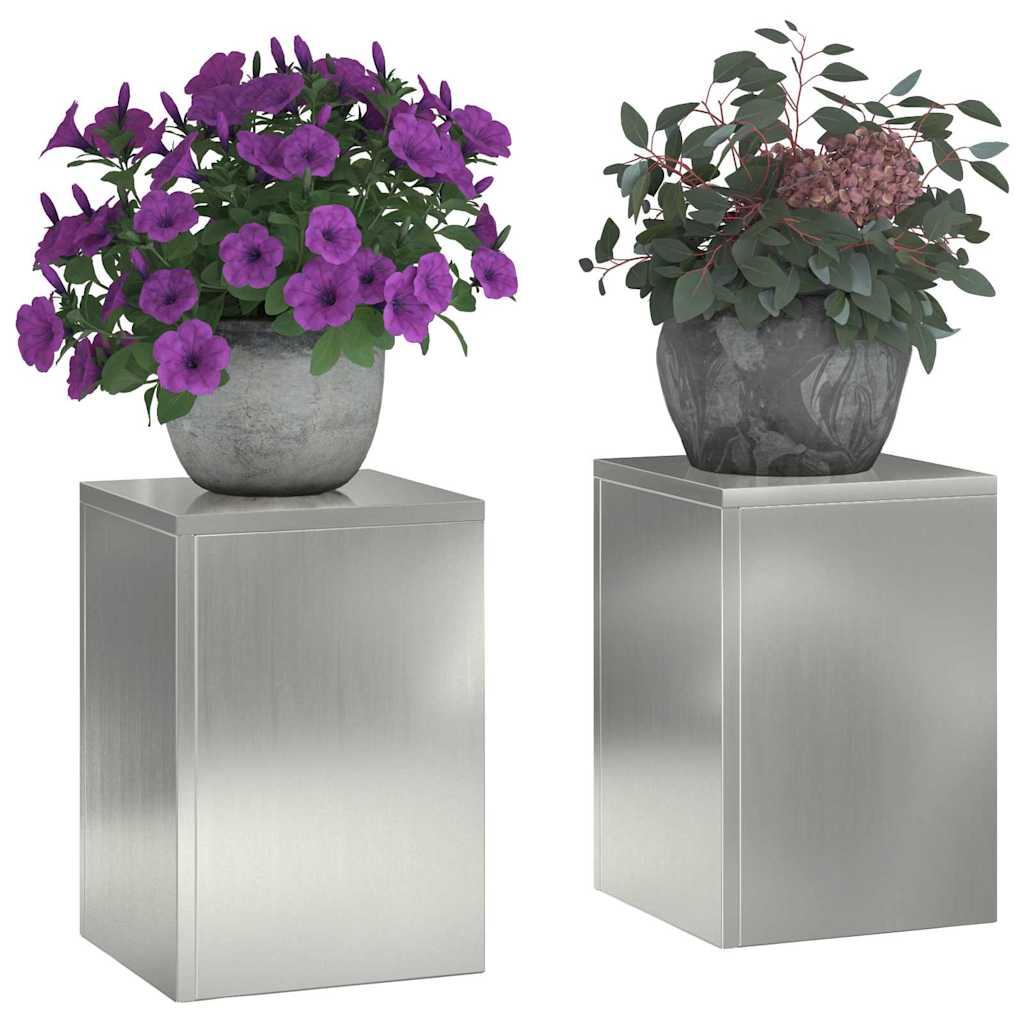 Supporto per piante Vidaxxl 2 pezzi argento 24 x 24 x 35 cm