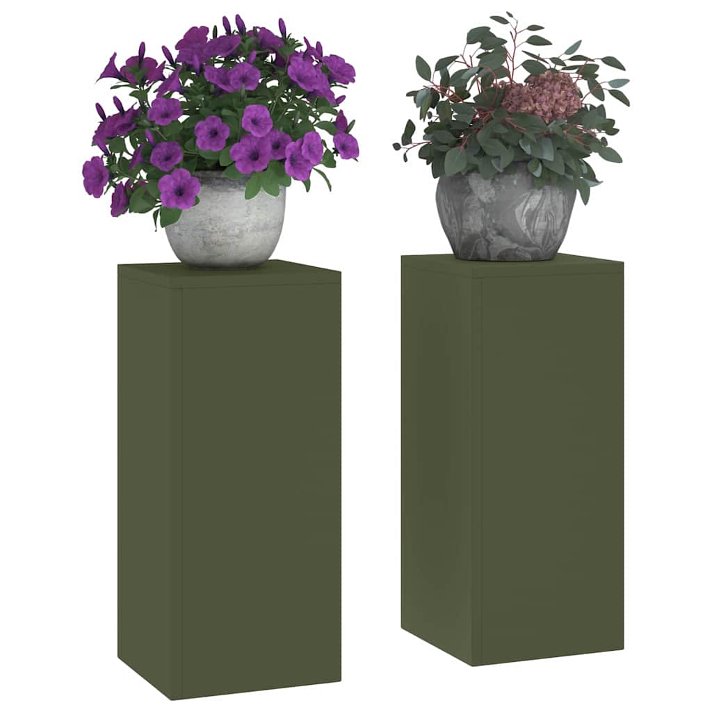 Supporto per piante Vidaxx 2 pezzi verde oliva 24 x 24 x 55 cm in acciaio