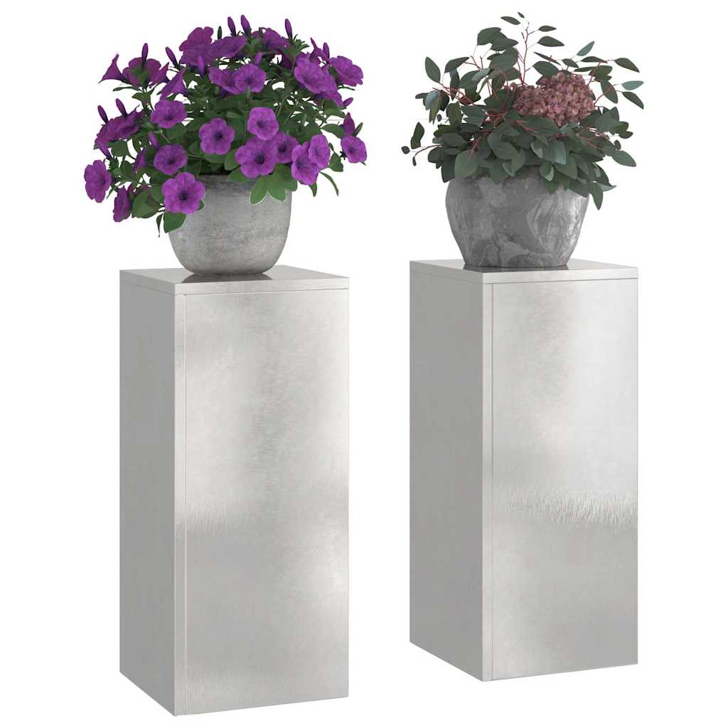 Supporto per piante VidaXL 2 pezzi argento 24 x 24 x 55 cm in acciaio inossidabile