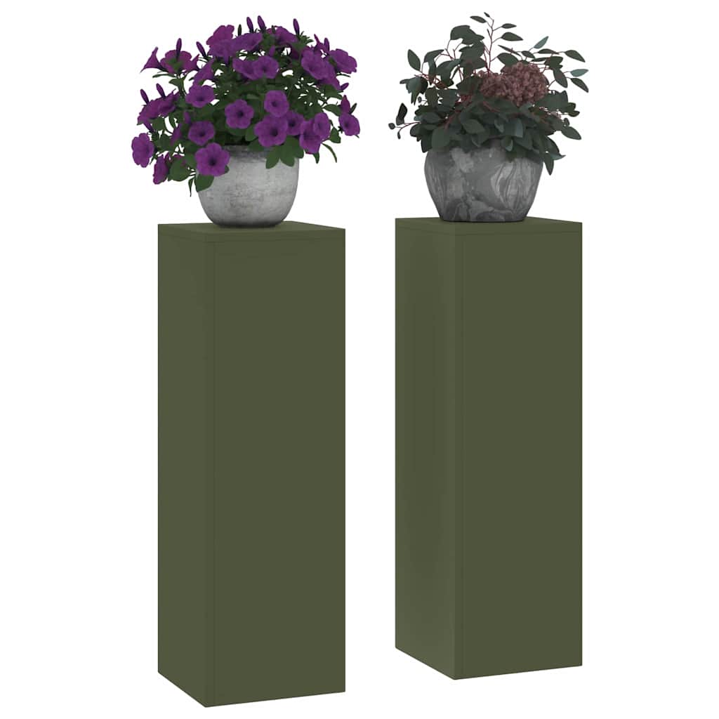 Supporto per piante Vidaxx 2 pezzi verde oliva 24 x 24 x 75 cm in acciaio