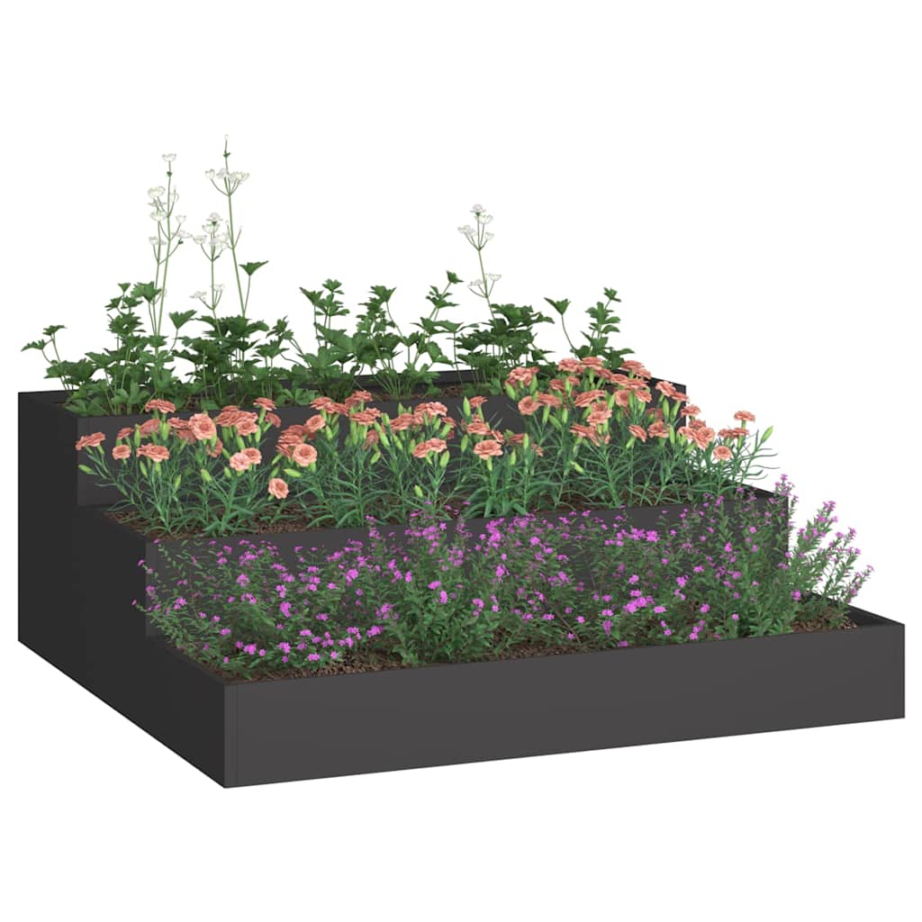 Vidaxl tuin bloempot zwart 90 x 90 x 35 cm koudgewalst staal