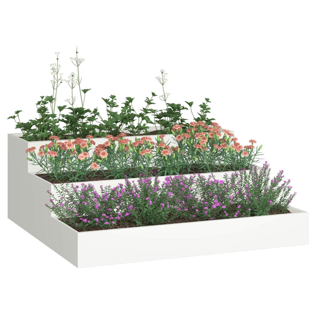 Vidaxl tuin bloempot wit 90 x 90 x 35 cm koudgewalst staal