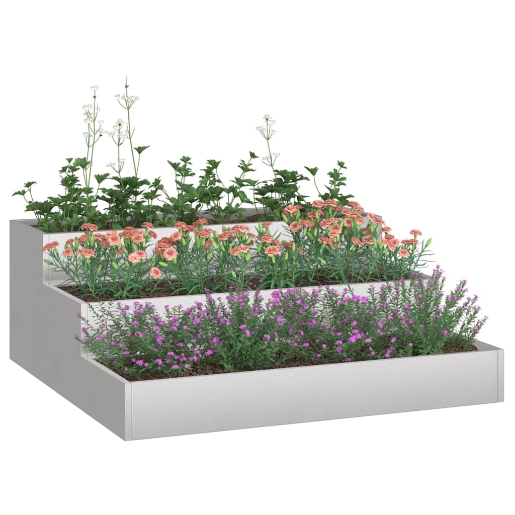 VidaXL macetero de jardín plateado 90 x 90 x 35 cm acero inoxidable
