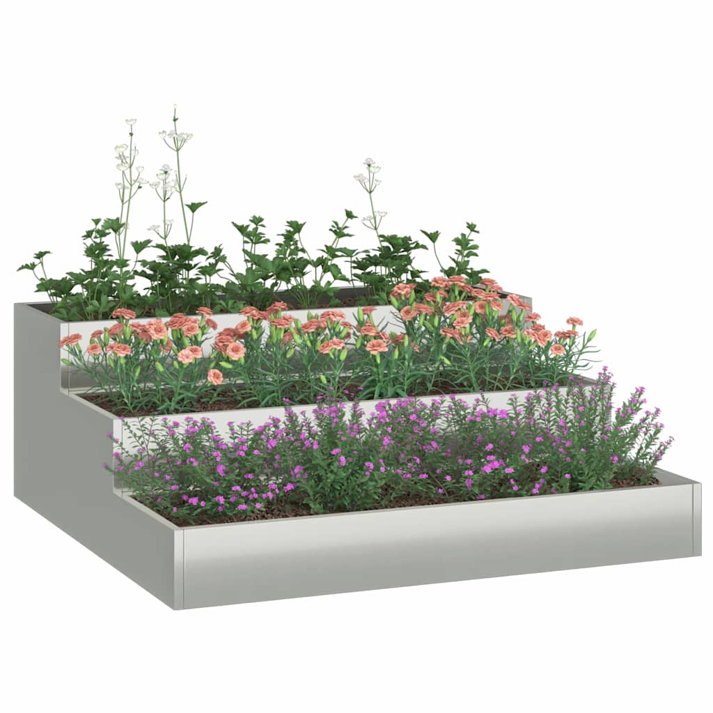 Vidaxl macetero de jardín plata 90 x 90 x 35 cm acero galvanizado