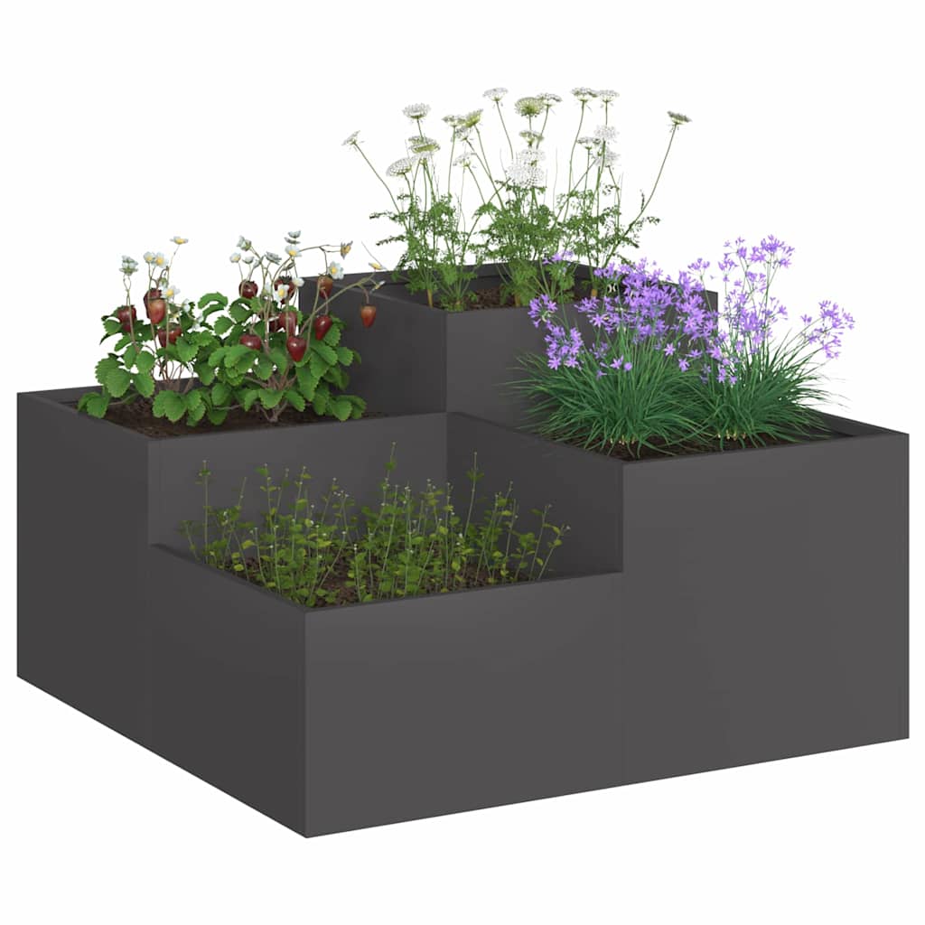 VidaXL macetero de jardín negro 80 x 80 x 48 cm acero