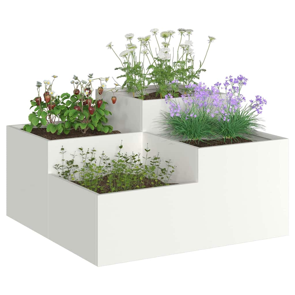 Vaso da fiori da giardino Vidaxx bianco 80 x 80 x 48 cm in acciaio