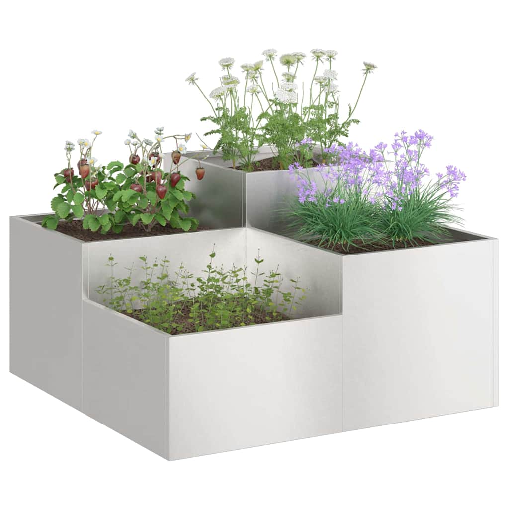 Vidaxx macetero de jardín plateado 100 x 100 x 48 cm acero inoxidable