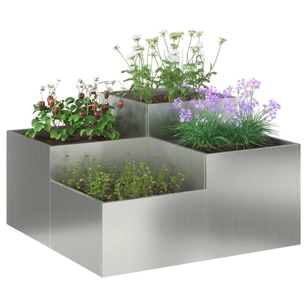 Vidaxl macetero de jardín plateado 100 x 100 x 48 cm acero galvanizado