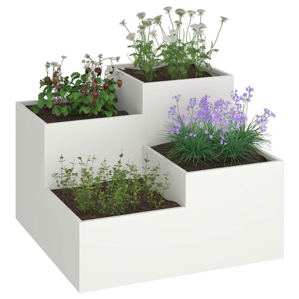 Vidaxl tuin bloempot wit 80 x 80 x 60 cm staal
