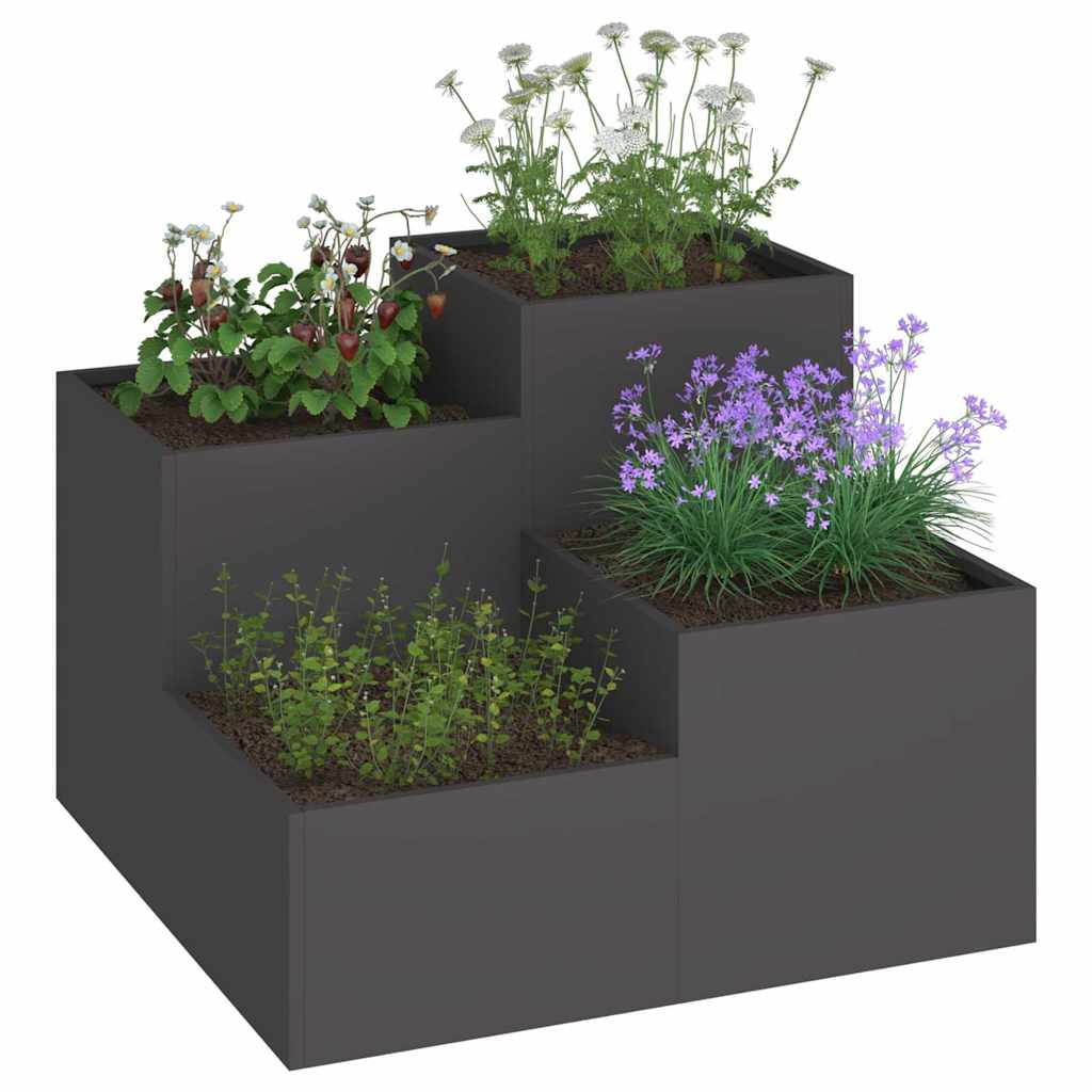 VidaXL macetero de jardín negro 100 x 100 x 60 cm acero