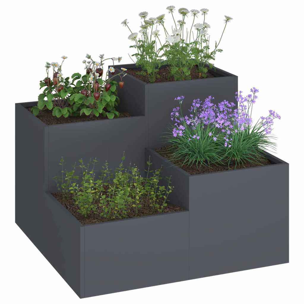 Vaso da fiori da giardino Vidaxl antracite 100 x 100 x 60 cm in acciaio
