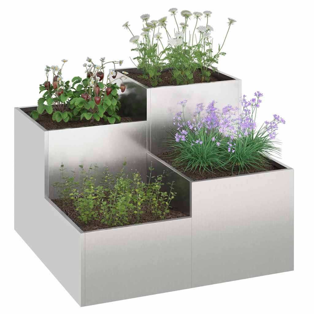 Vidaxx macetero de jardín plateado 100 x 100 x 60 cm acero inoxidable