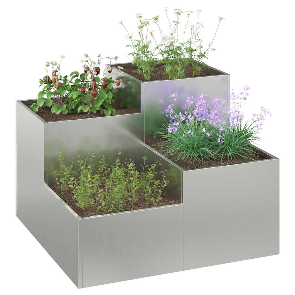 Vidaxl macetero de jardín plateado 100 x 100 x 60 cm acero galvanizado