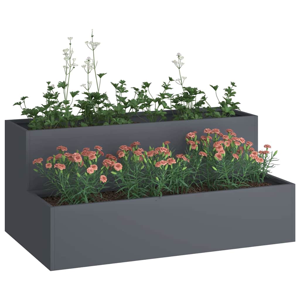 Vidaxl tuin bloempot antraciet 100 x 60 x 45 cm koudgewalst staal