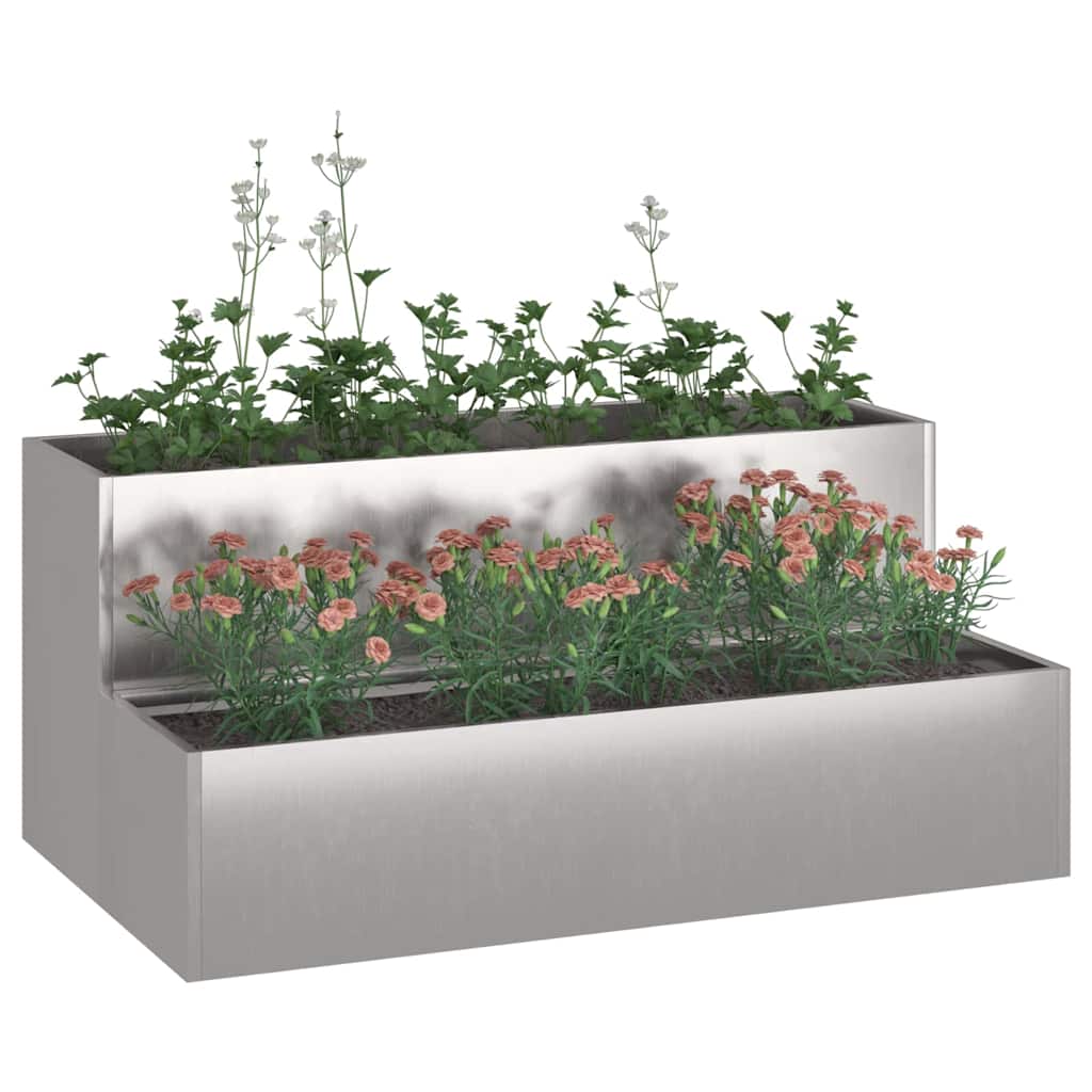 VidaXL macetero de jardín plateado 100 x 60 x 45 cm acero inoxidable