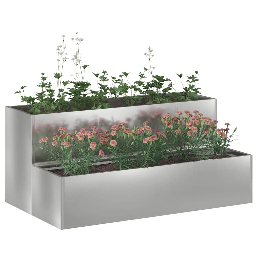 Vidaxl tuin bloempot zilver 100 x 60 x 45 cm gegalvaniseerd staal