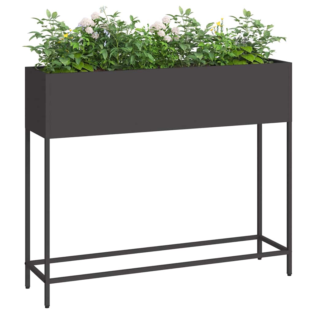Vidaxxl jardinera elevada acero negro 100 x 26 x 82 cm